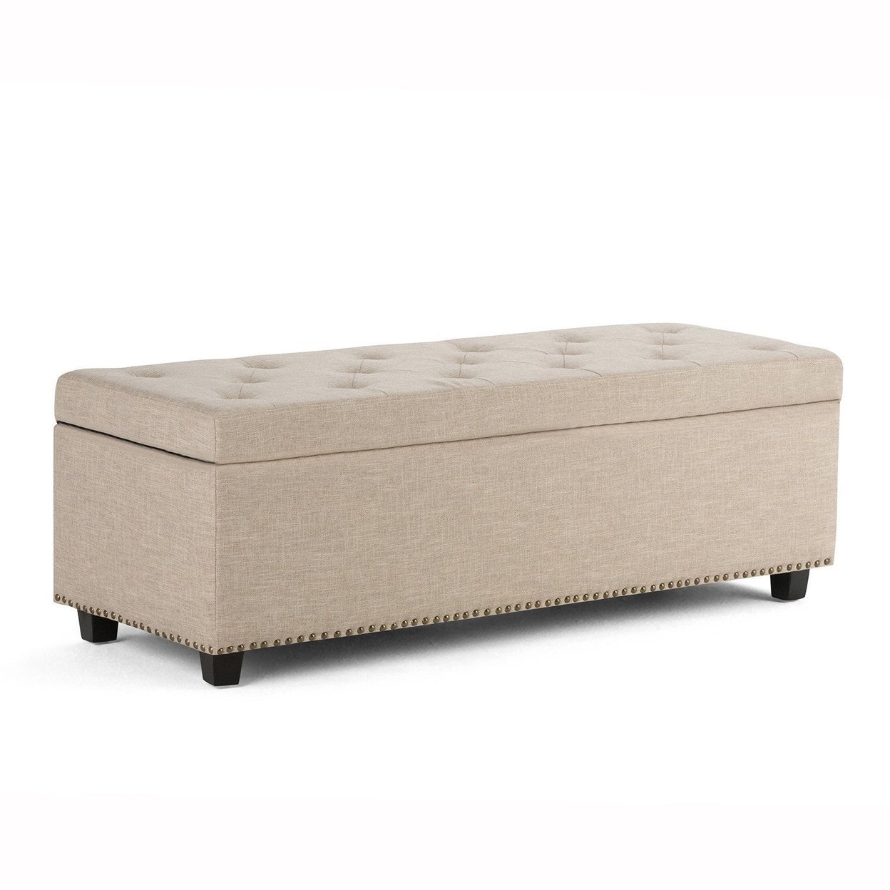 Simpli Home Hamilton 48" WideRectangle Lift Top Storage Ottoman Transitional