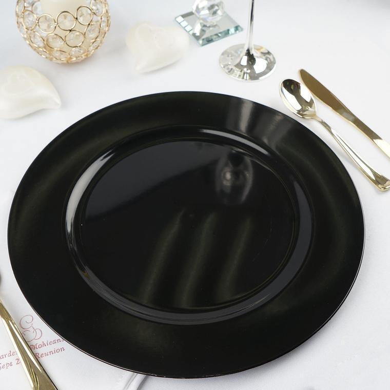 24 pcs 13&#x22; BLACK Round CHARGER PLATES