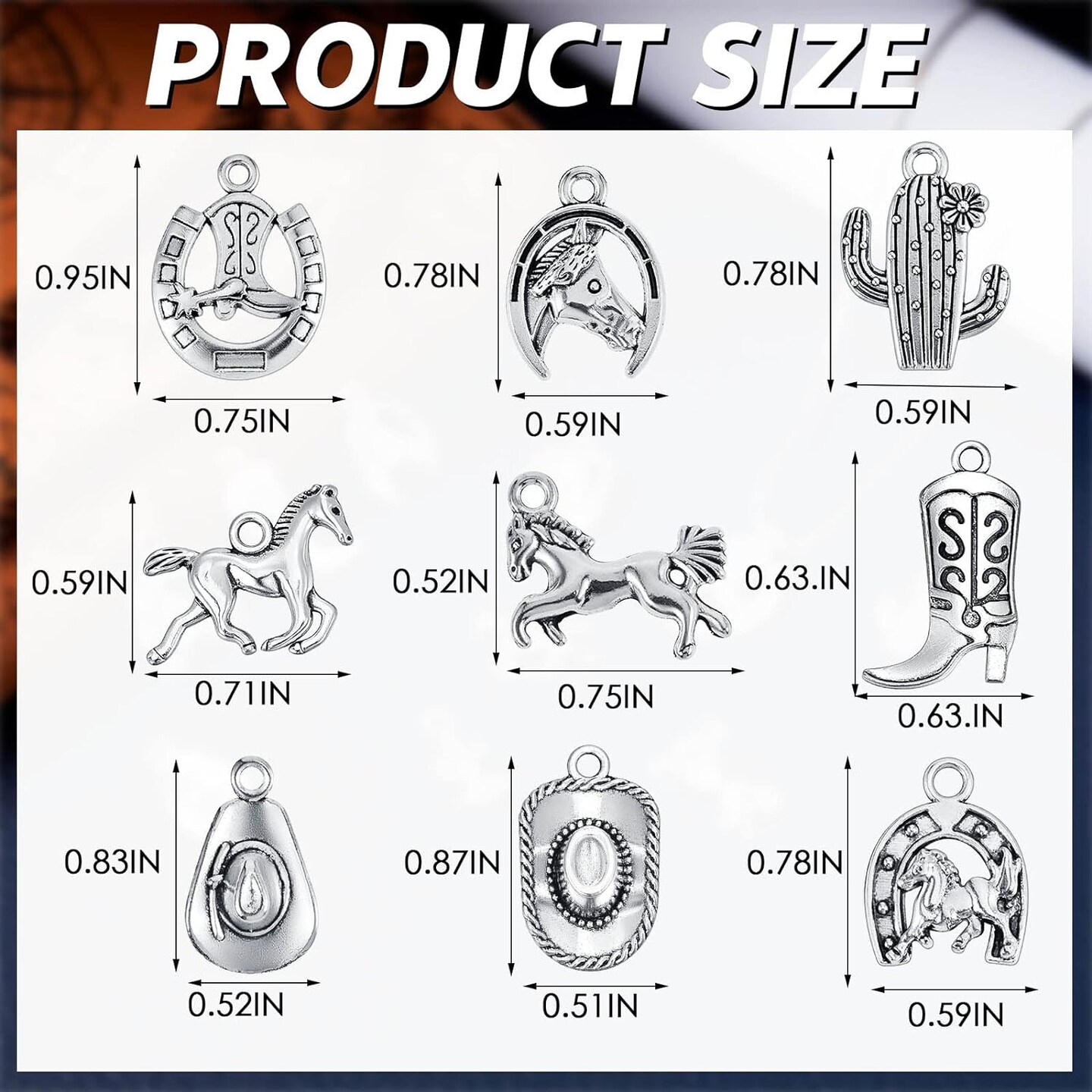 100 Pieces Western Cowboy Charms for Jewelry Making Alloy Antique Silver Cowboy Boot Hat Horse Cactus Charms Horse Western Pendant Cowboy Charms for Bracelet Necklace, 10 Styles