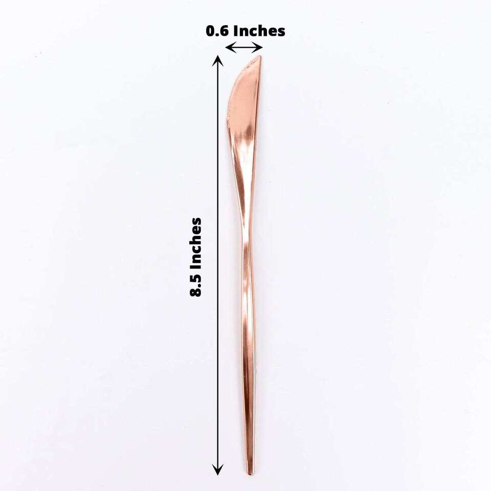 24 ROSE GOLD 8&#x22; Heavy Duty Plastic Knives