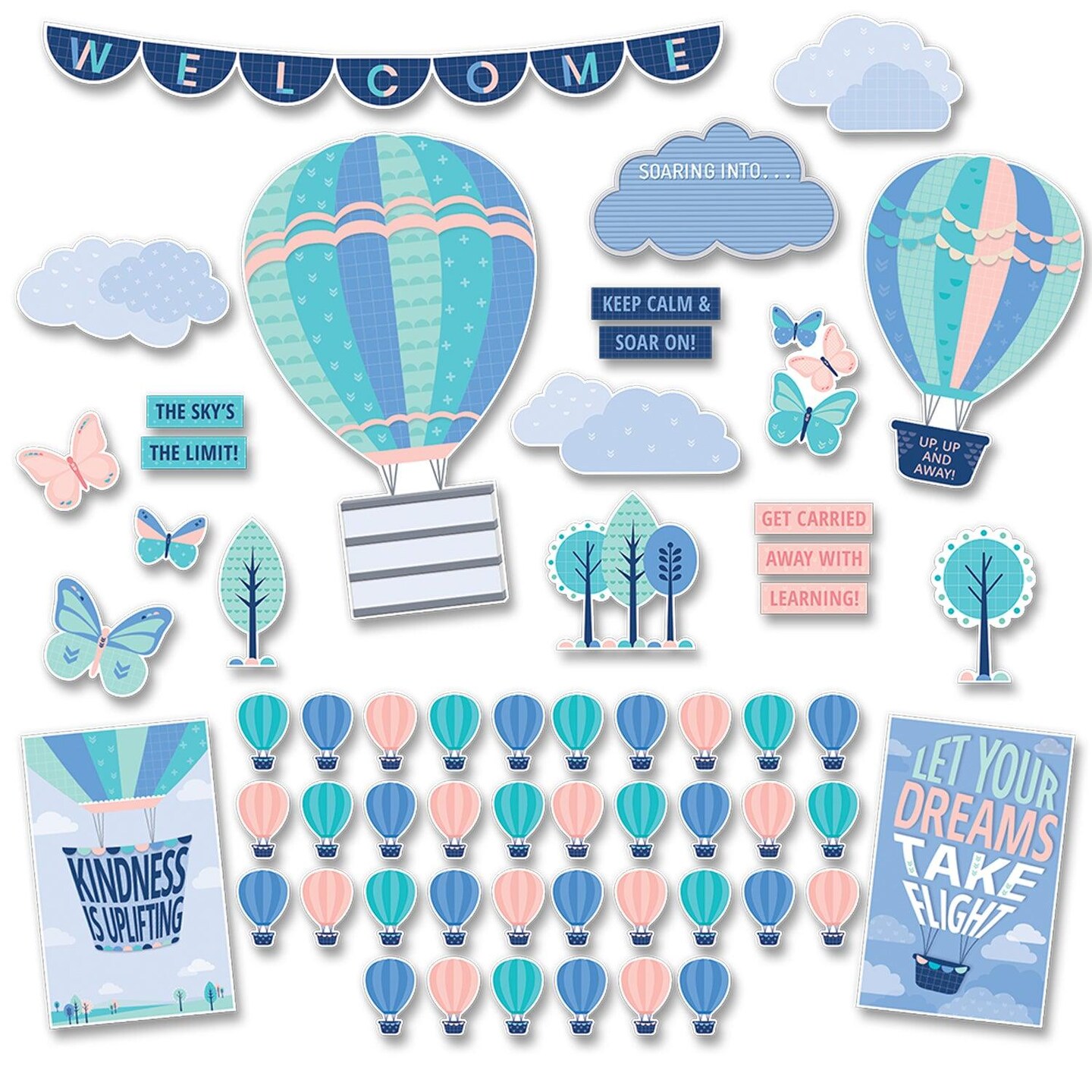 Calm &#x26; Cool Soaring High Bulletin Board Set, 57 Pieces