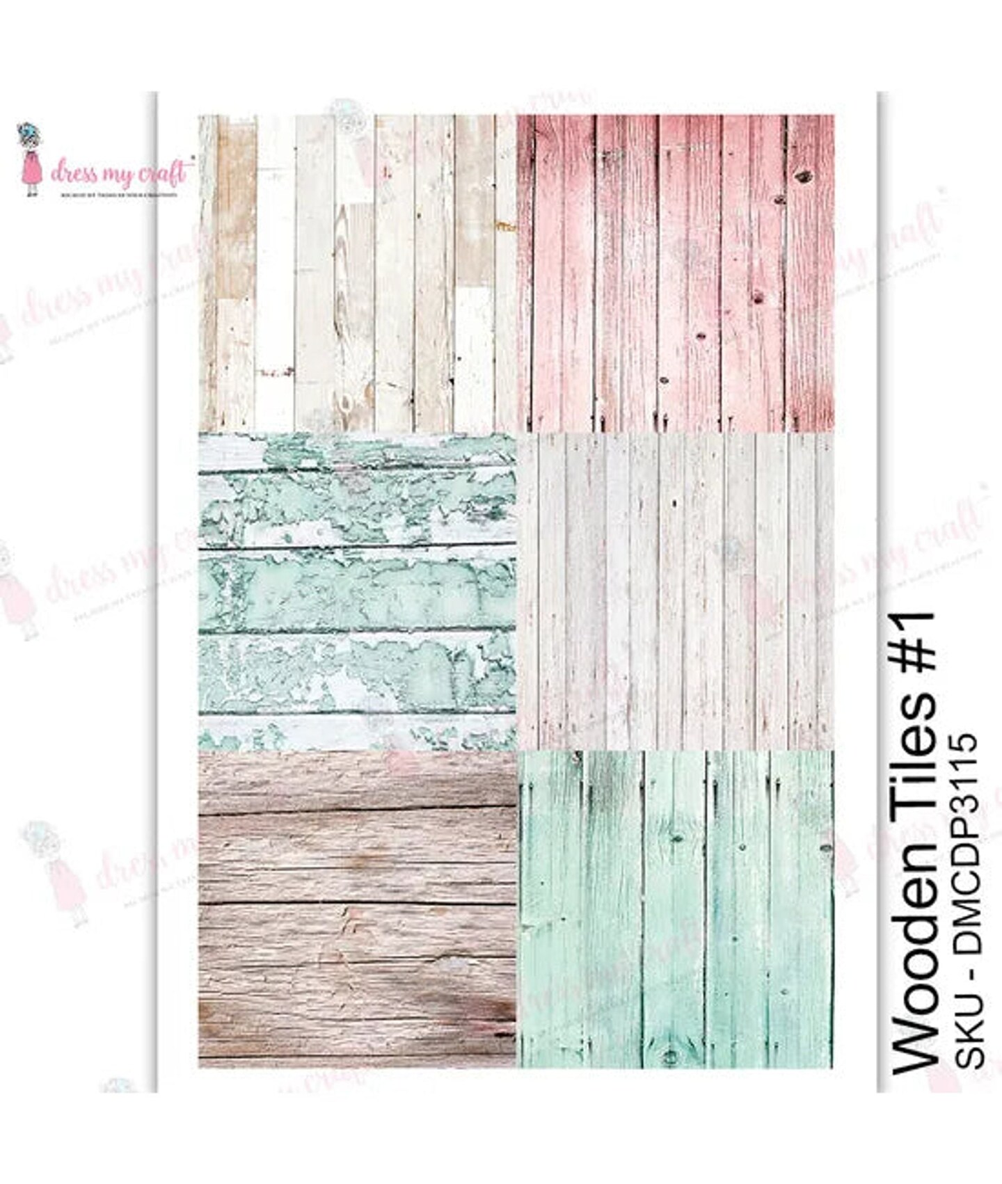 Dress My Craft  Transfer Me - Wooden Tiles #1