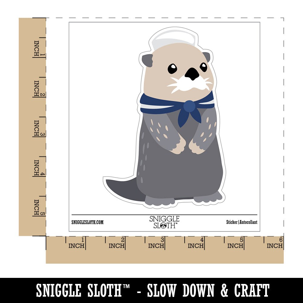 Cute Sailor Otter with Scarf and Hat Waterproof Vinyl Phone Tablet Laptop Water Bottle Sticker Set - 5 Pack
