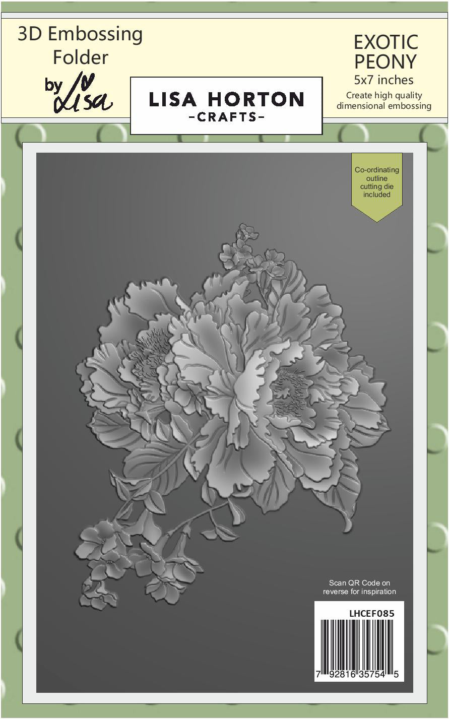 Lisa Horton --That Craft Place Lisa Horton Crafts Exotic Peony 5x7 3D Embossing Folder & Die