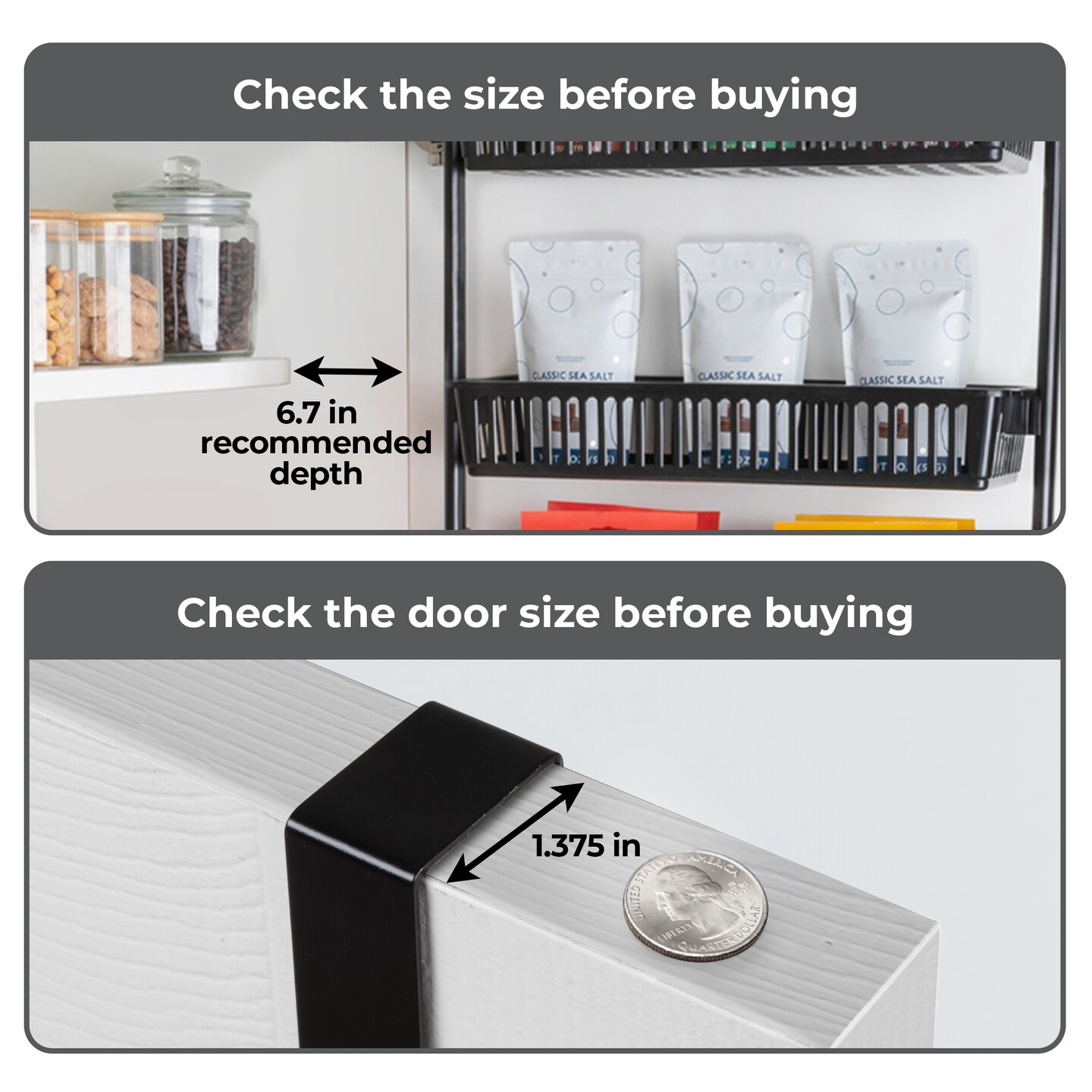 Smart Design 6-Tier Over The Door Organizer with 6 Full Baskets - White