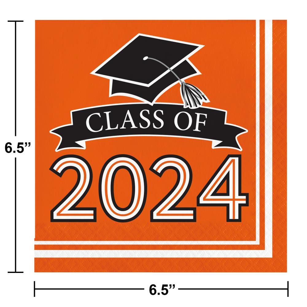 Orange Graduation Class of 2024 2Ply Luncheon Napkin (36/Pkg)