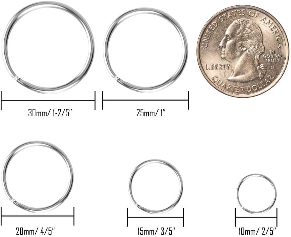 200Pcs Split Key Rings Bulk for Keychain and Crafts (5 size)