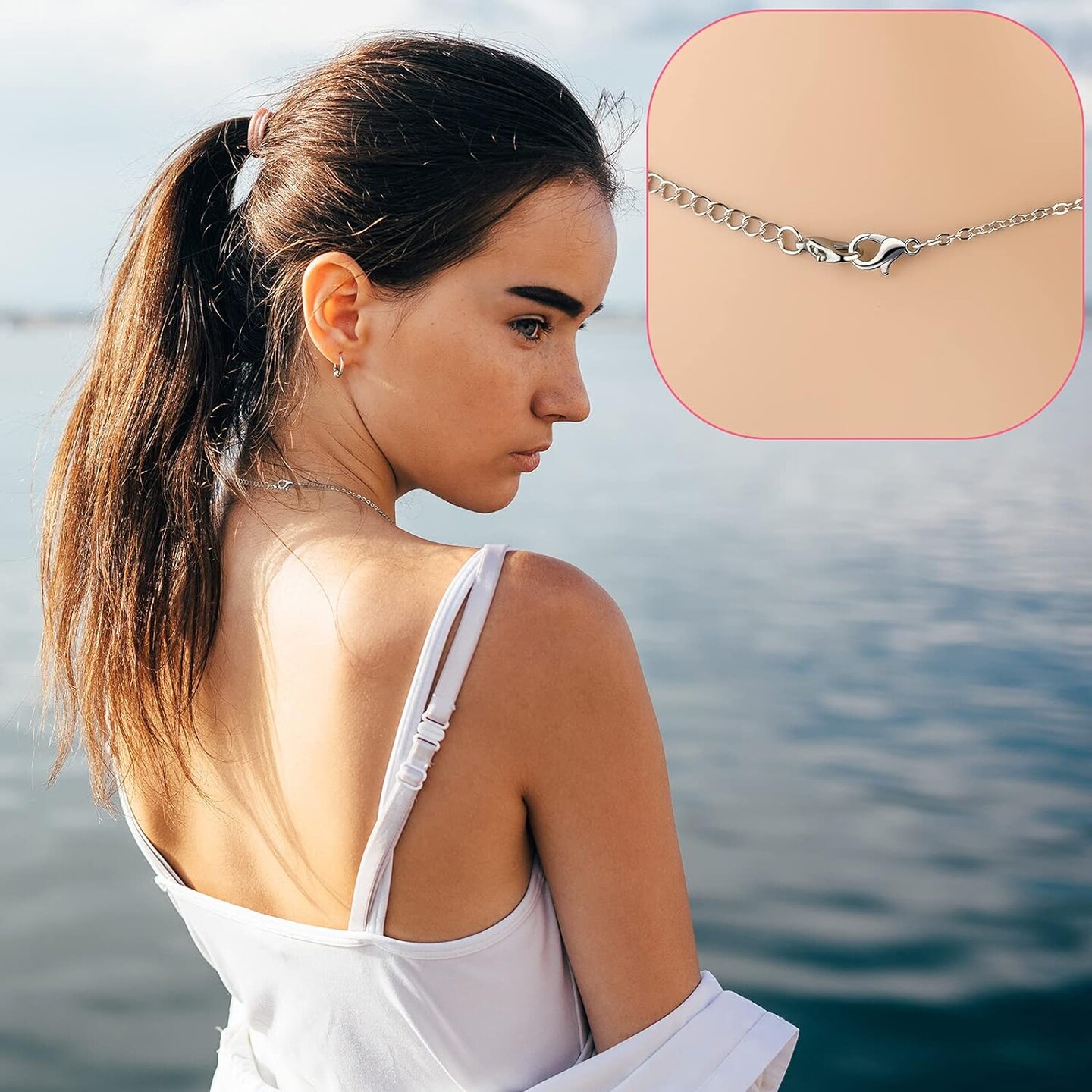 12 Pieces Necklace Layering Clasp Necklace Connector Slide Clasp Lock Multi Strand Slide Tube Clasp Plated Tube Lock Connector Necklace Separator with Bracelet Chain Extender Box (Gold, Silver)