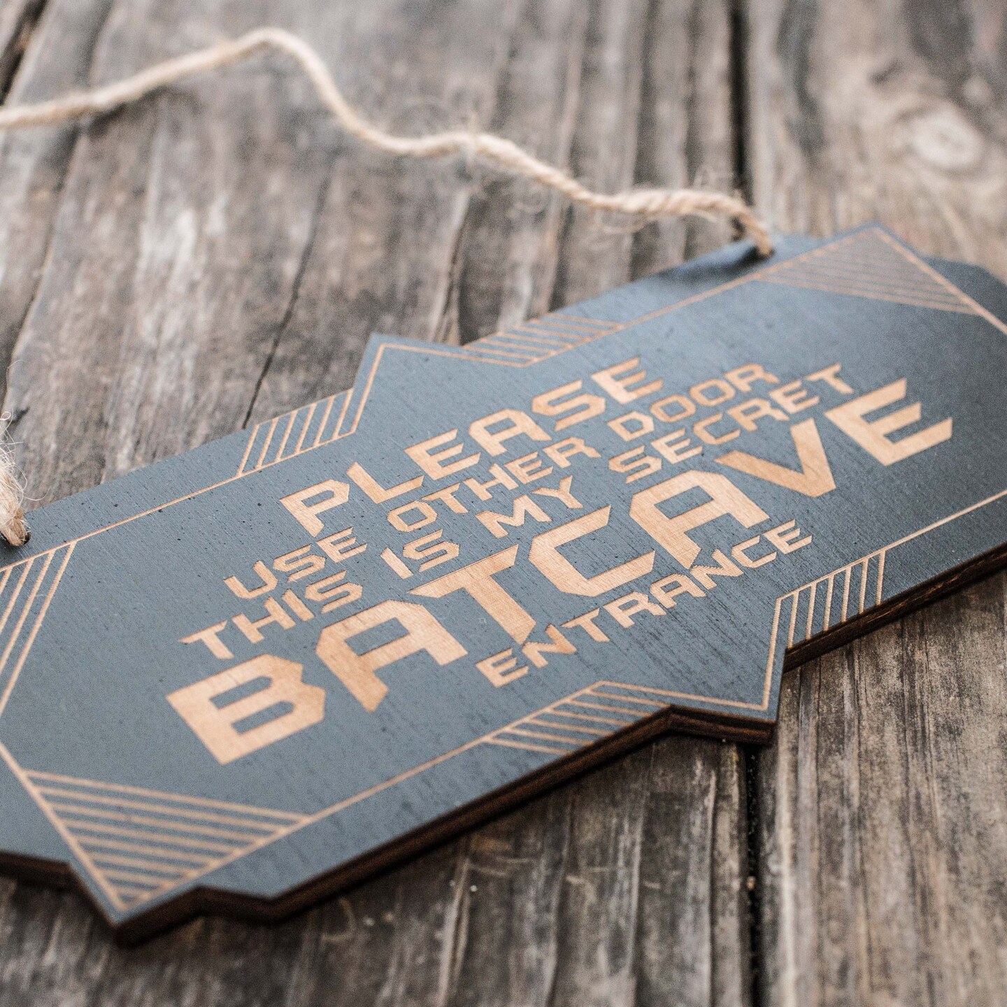 Secret Batcave Entrance - Black Door Sign 4x8