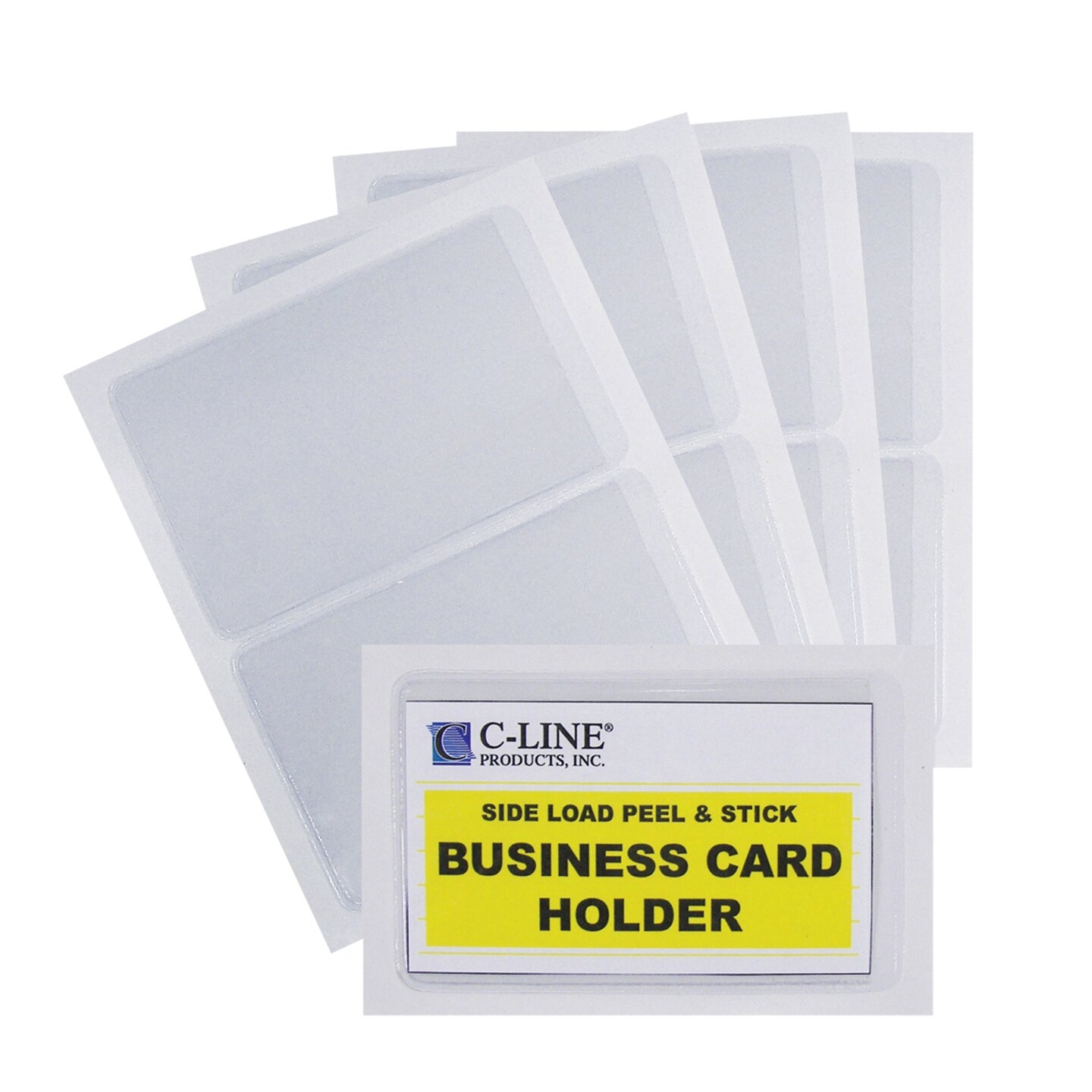 Self-Adhesive Business Card Holder, Side Load, 2&#x22; x 3-1/2&#x22;, 10 Per Pack, 5 Packs