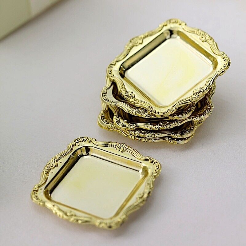 12 GOLD 3&#x22; Metallic Mini Square TRAYS Wedding Favor GIFT HOLDERS