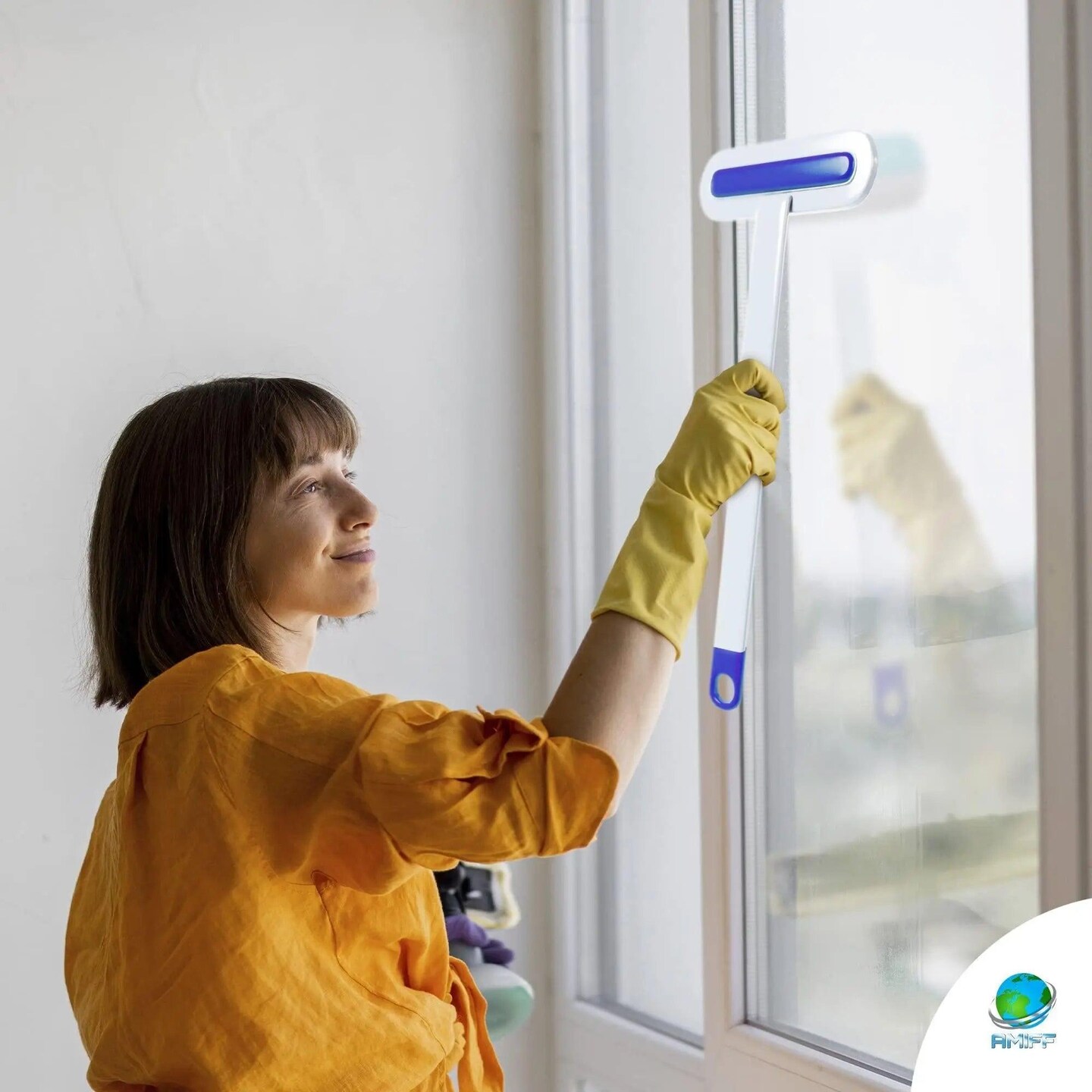 Window Screen Brush Cleaner 7.28 x 18.3 BlueWhite Multifunctional Screen Brush with Handle and Integrated Small Brush Double Sided Mesh Cleaner Brush for Glass Carpet Screen Cleaning Tool