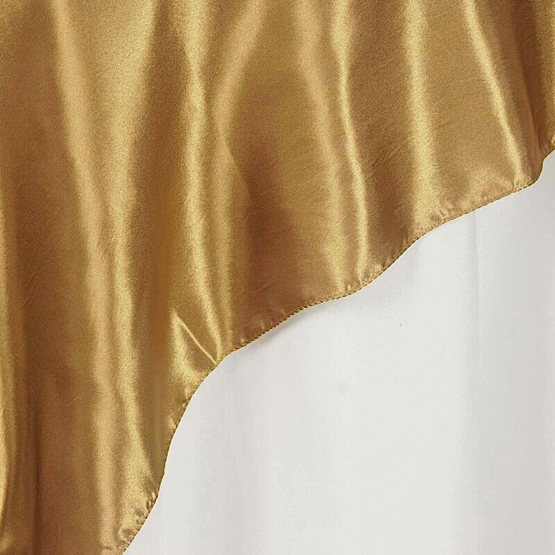 Gold 60x60&#x22; SATIN SQUARE TABLE OVERLAY Wedding Party Catering Supplies