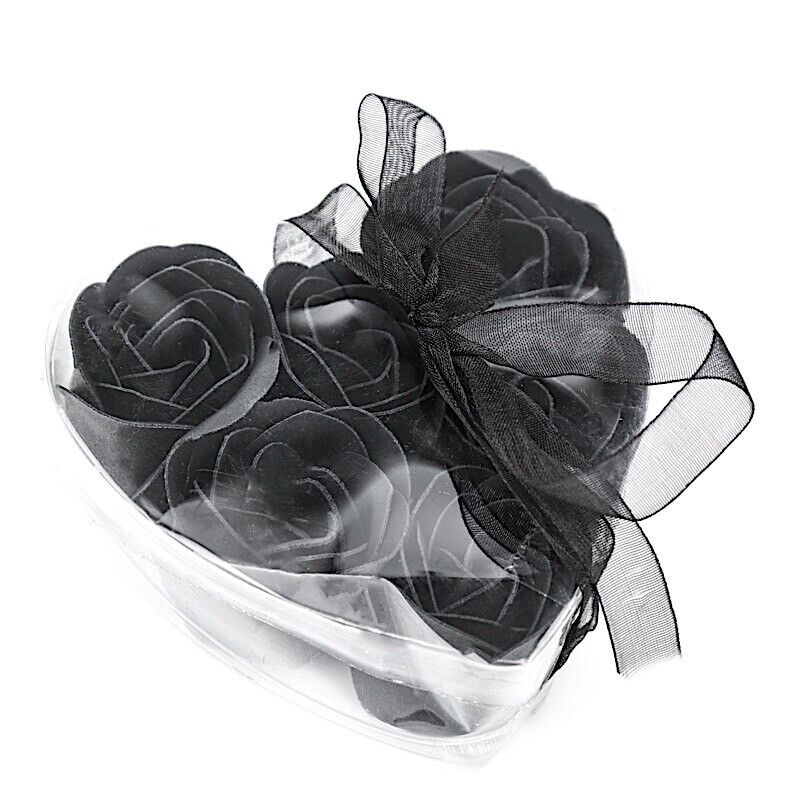 24 Black HEART ROSE PETALS SOAPS with Gift Boxes