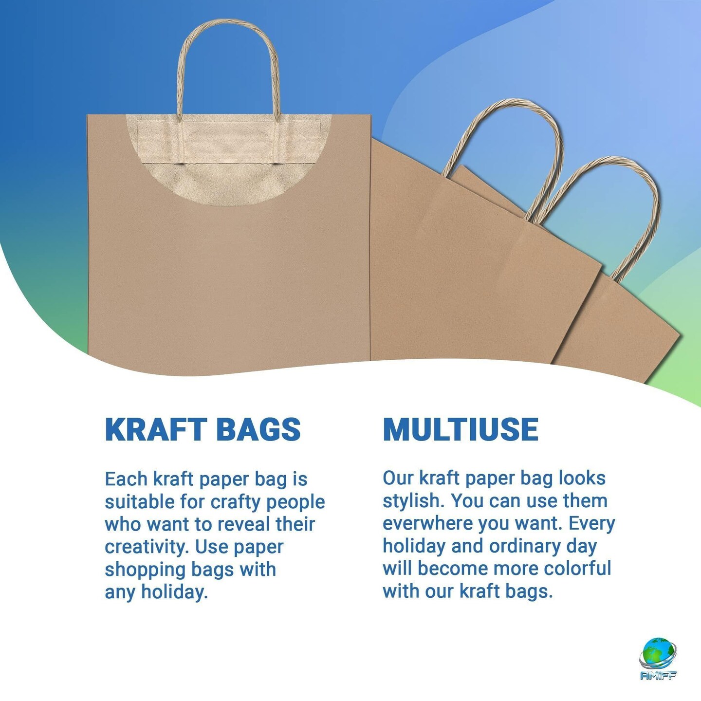Brown Shopping Bags 5.25 x 3.75 x 8 Pack of 50 Brown Paper Bags with Handles Bulk 150 GSM Brown Gift Bags with Handles Bulk Brown Bags with Handles Bulk Brown Kraft Bags with Handles