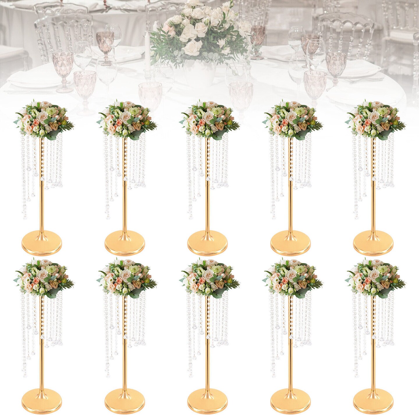 Kitcheniva Flowers Stand Wedding Centerpiece Gold 10 Pcs