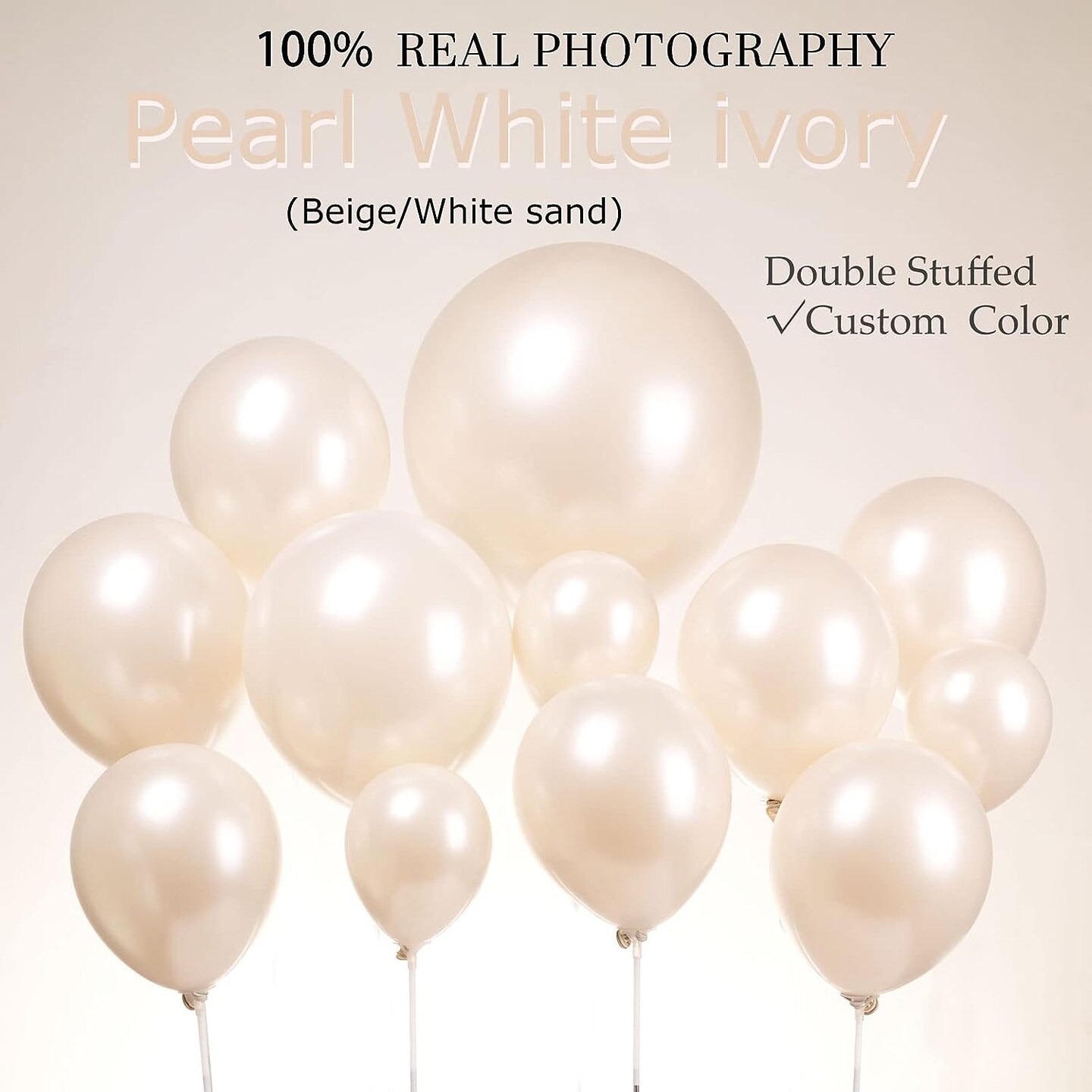 Pearl white Double-Stuffed Balloons different sizes 63 PACK 18/12/10/5 inch White sand ivory balloon Garland kit For Wedding birde to be Birthday anniversary decorations