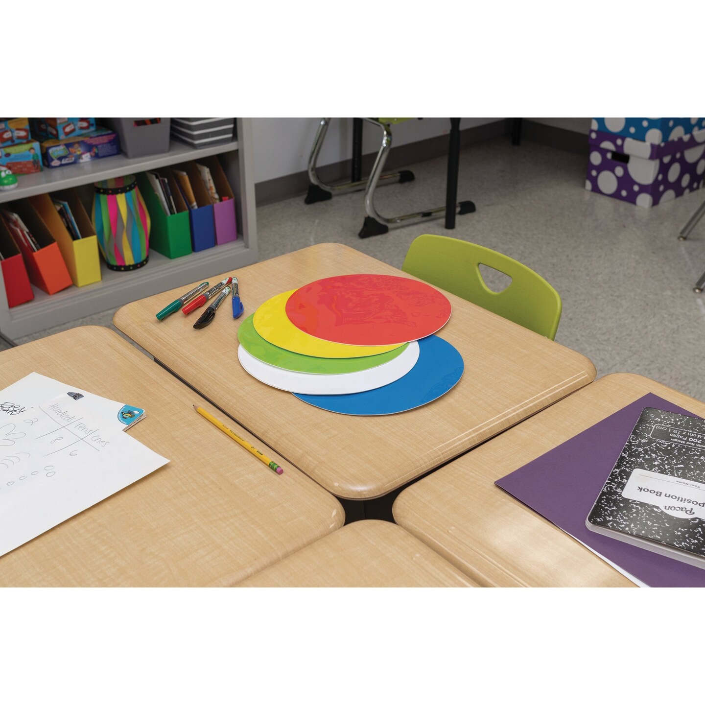 Self-Stick Dry Erase Circles, 5 Assorted Colors, 10&#x22; Dia., 10 Count