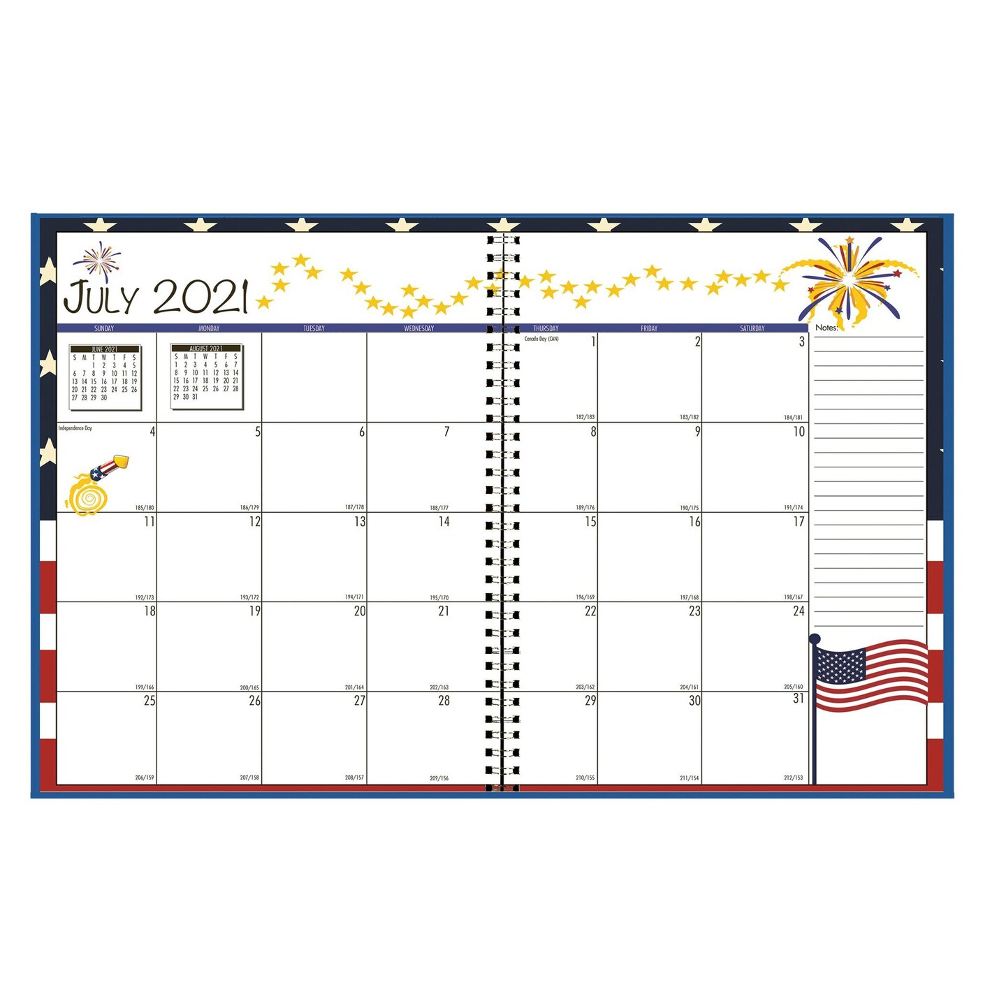 Academic Seasonal Monthly Calendar Planner, 12 Months July-June, 7&#x22; x 10&#x22;, Pack of 2