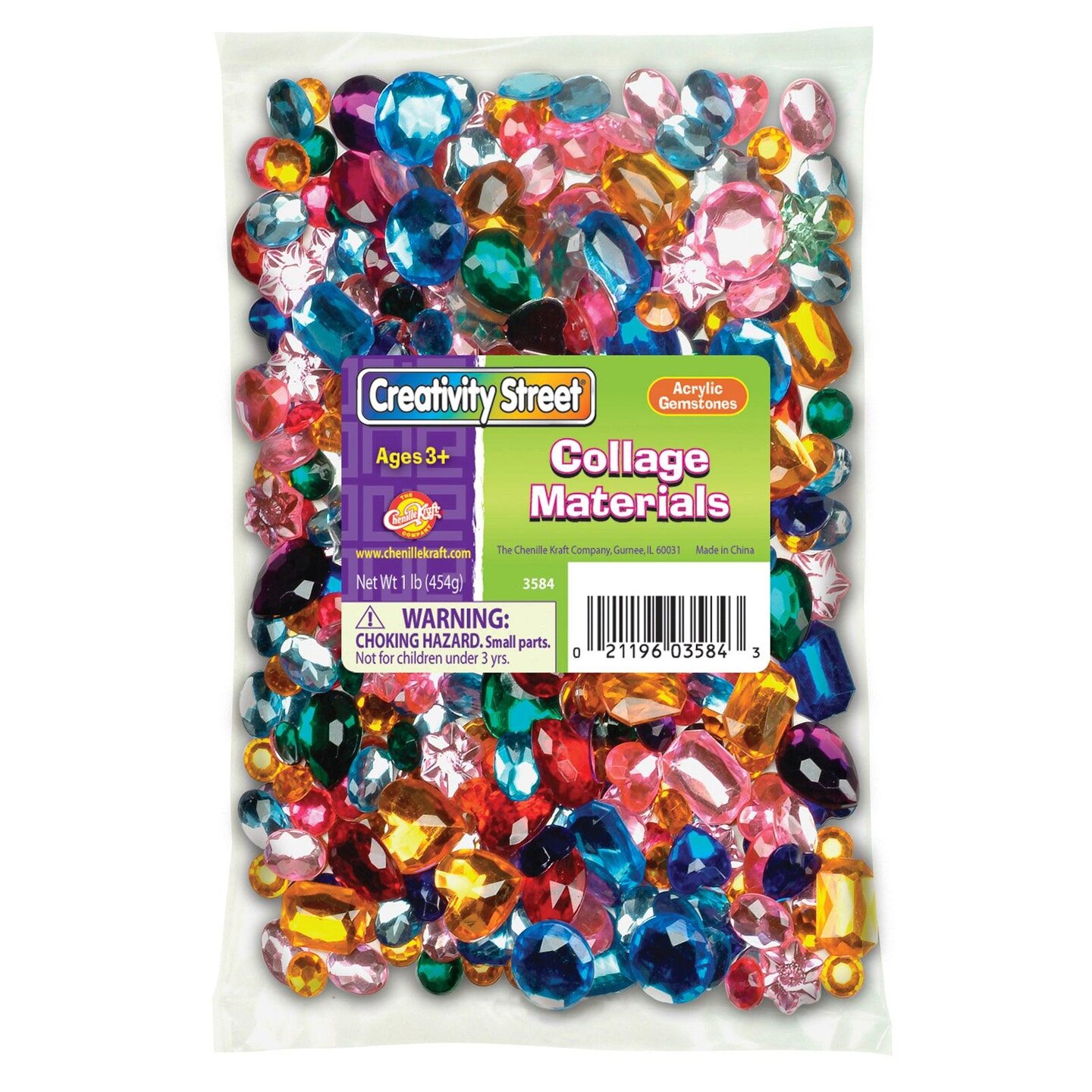 Acrylic Gemstones, Assorted Colors &#x26; Sizes, 1 lb.