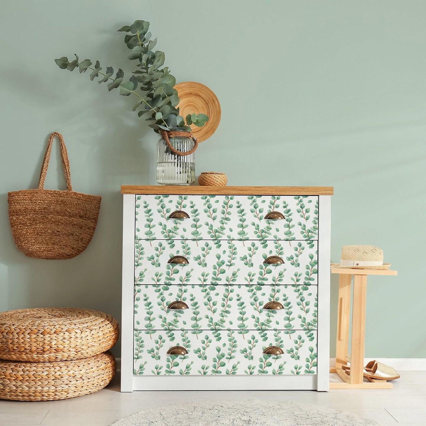 Peel and Stick Decorative Paper Roll, 17-1/2&#x22; x 10 ft, Eucalyptus