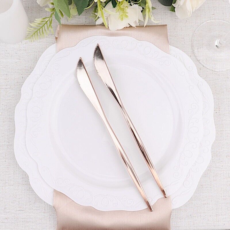 24 ROSE GOLD 8&#x22; Heavy Duty Plastic Knives