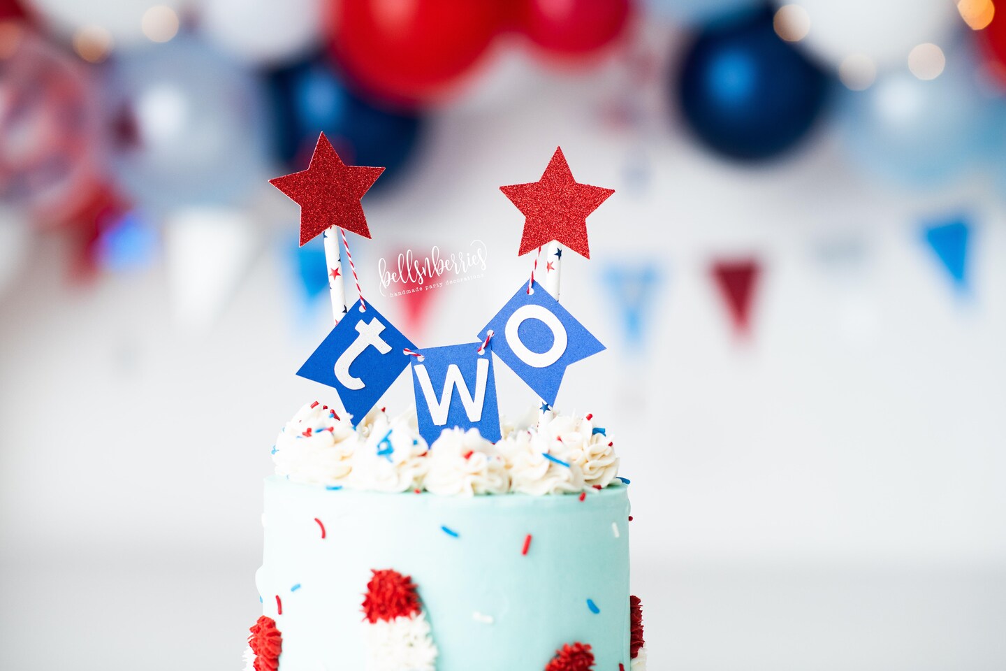 Red White and Blue 4th of July Cake Topper