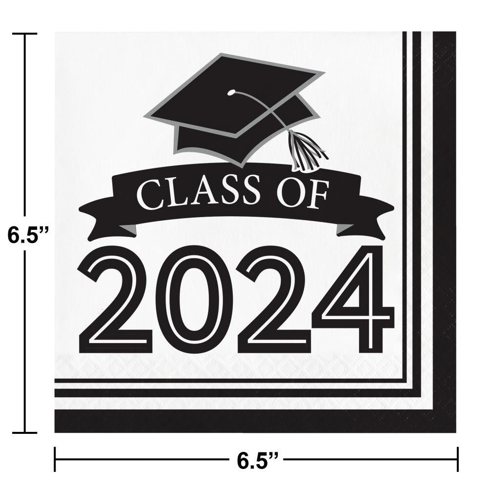 White Graduation Class of 2024 2Ply Luncheon Napkin (36/Pkg)