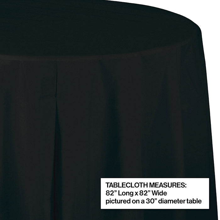 Black Velvet Round Plastic Tablecover, 82&#x22;