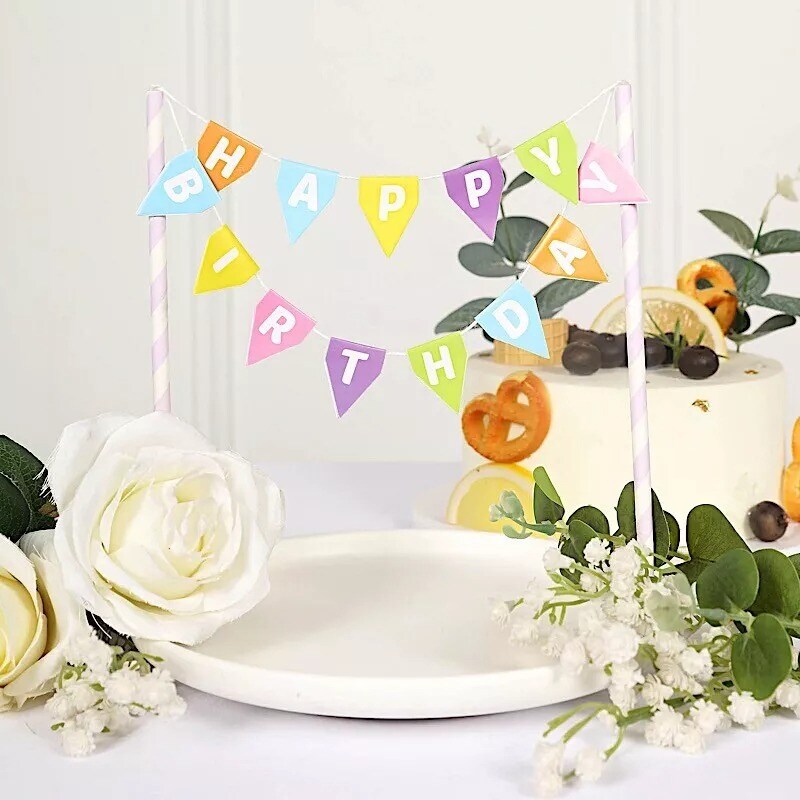 Lavender Happy Birthday Cake Topper Banner Set