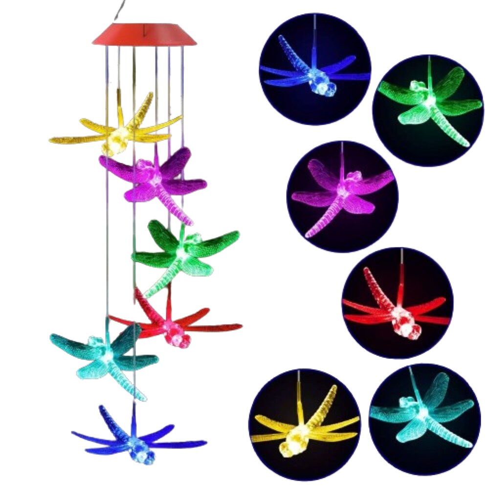 Kitcheniva Solar Wind Chimes Dragonfly LED Color Changing Lamp