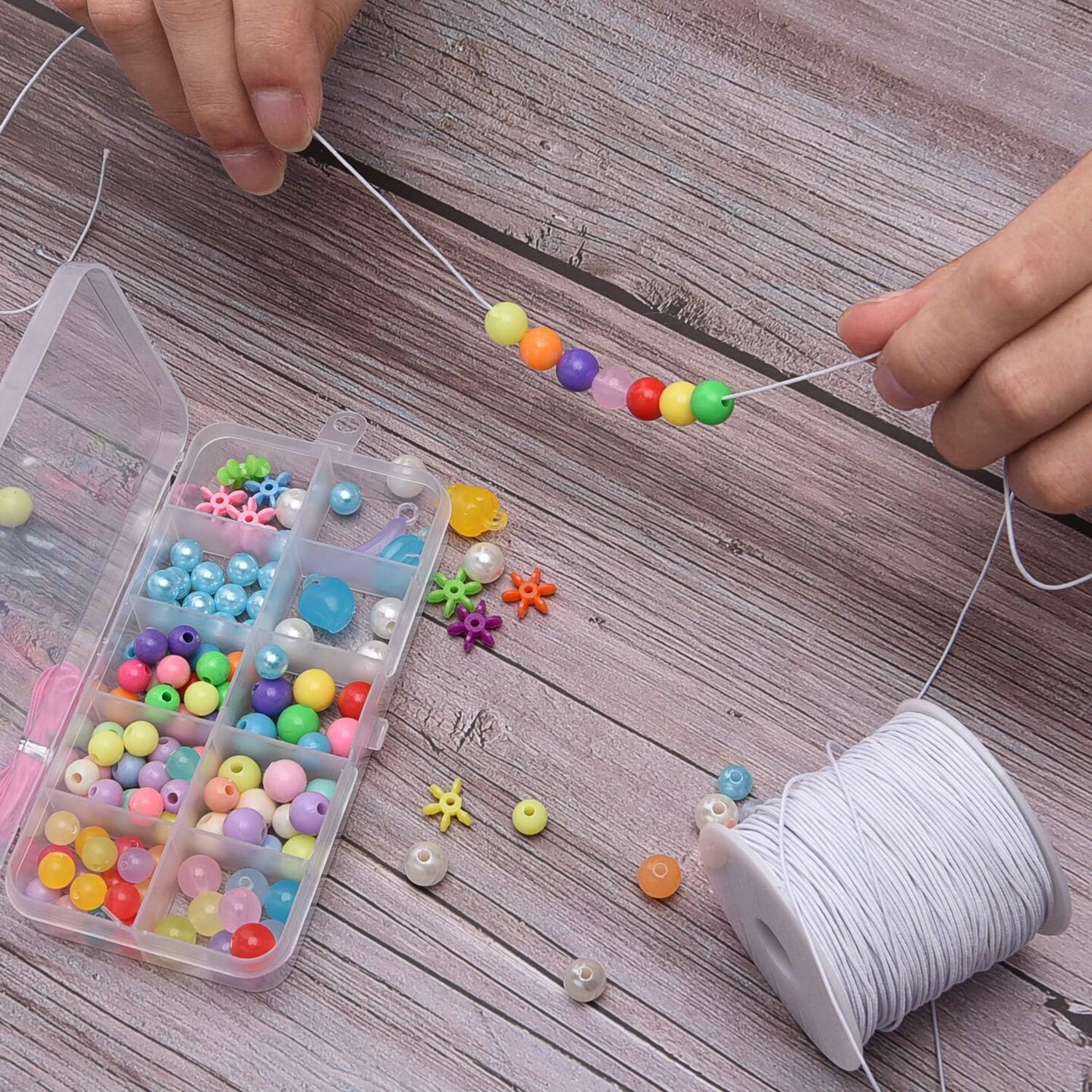 0.8 mm Elastic String Cord Thread Cords for Jewelry Making Bracelets Beading, 109 Yards, White