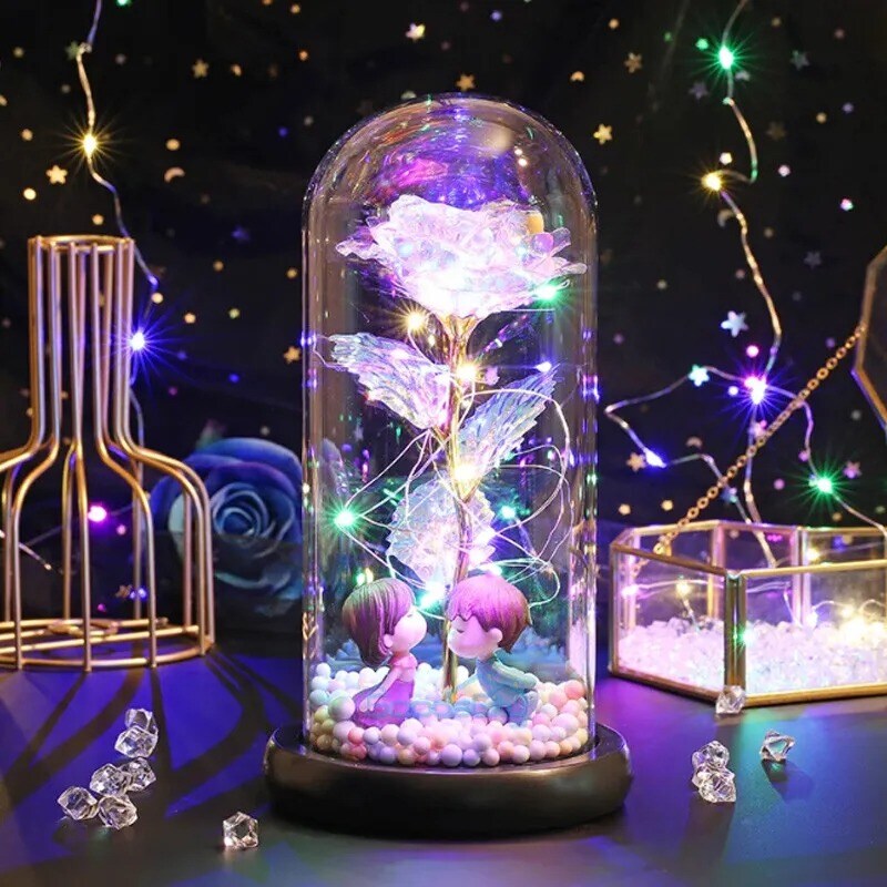 LED Galaxy Enchanted Rose Glass
