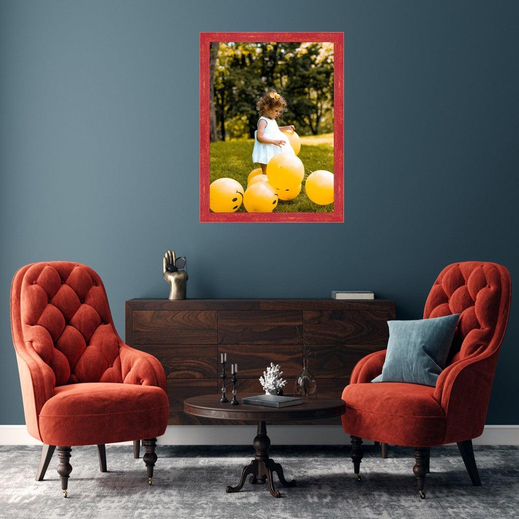 Distressed Red Barnwood Picture Frame - Custom Framing