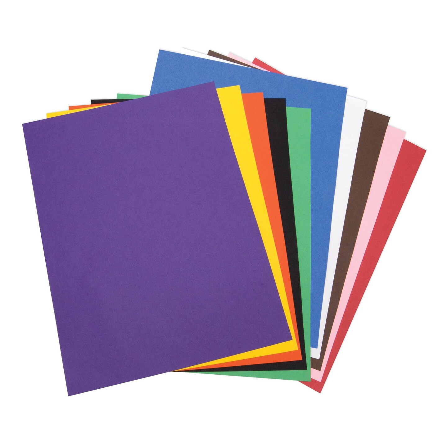 Construction Paper, Standard Assorted, 9&#x22; x 12&#x22;, 50 Sheets Per Pack, 5 Packs