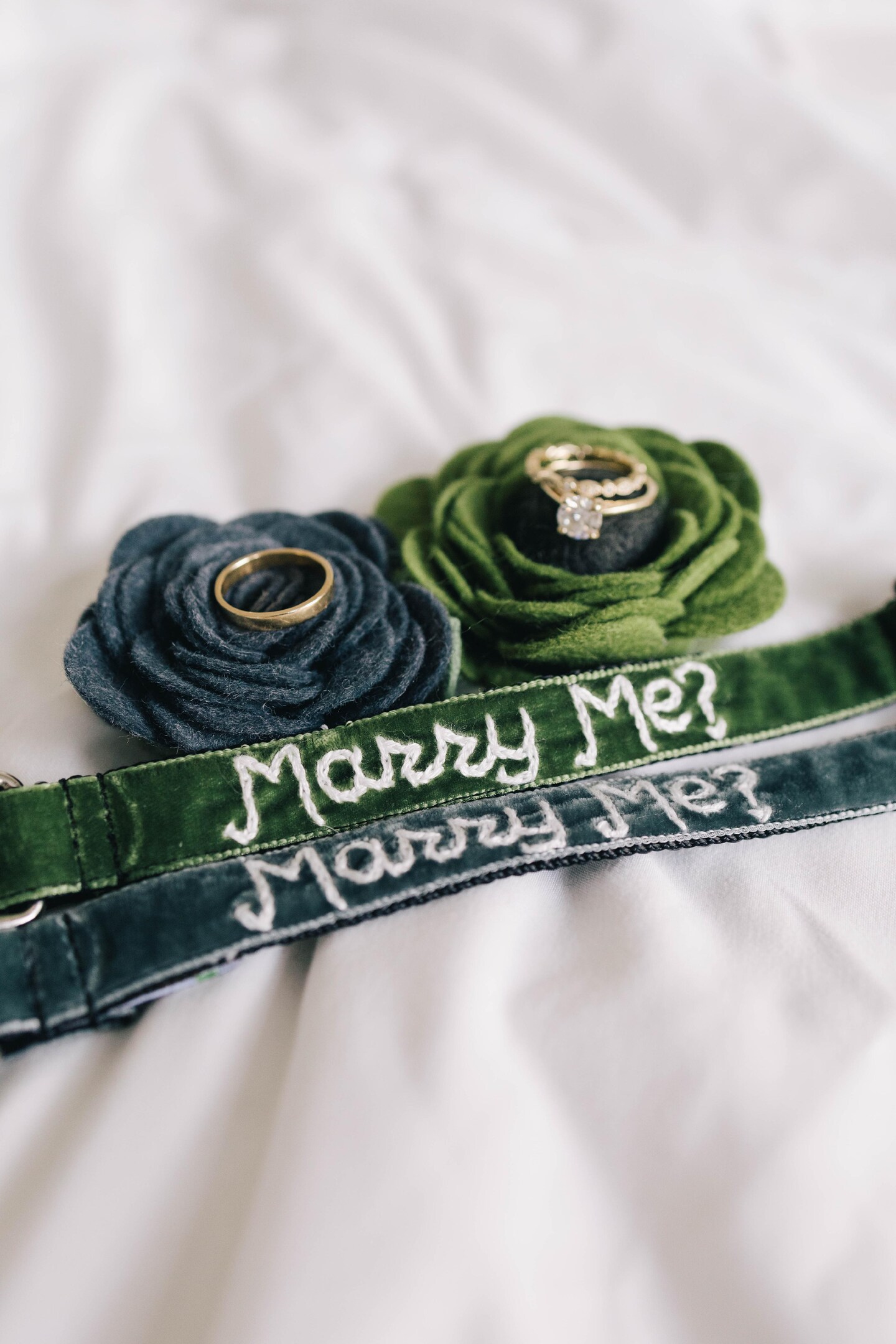 MARRY ME Proposal Dog Collar - 20 Velvet Dog Collar Colors - Hand Embroidered Engagement Wedding Dog Collar - Dog Marriage Collar Custom