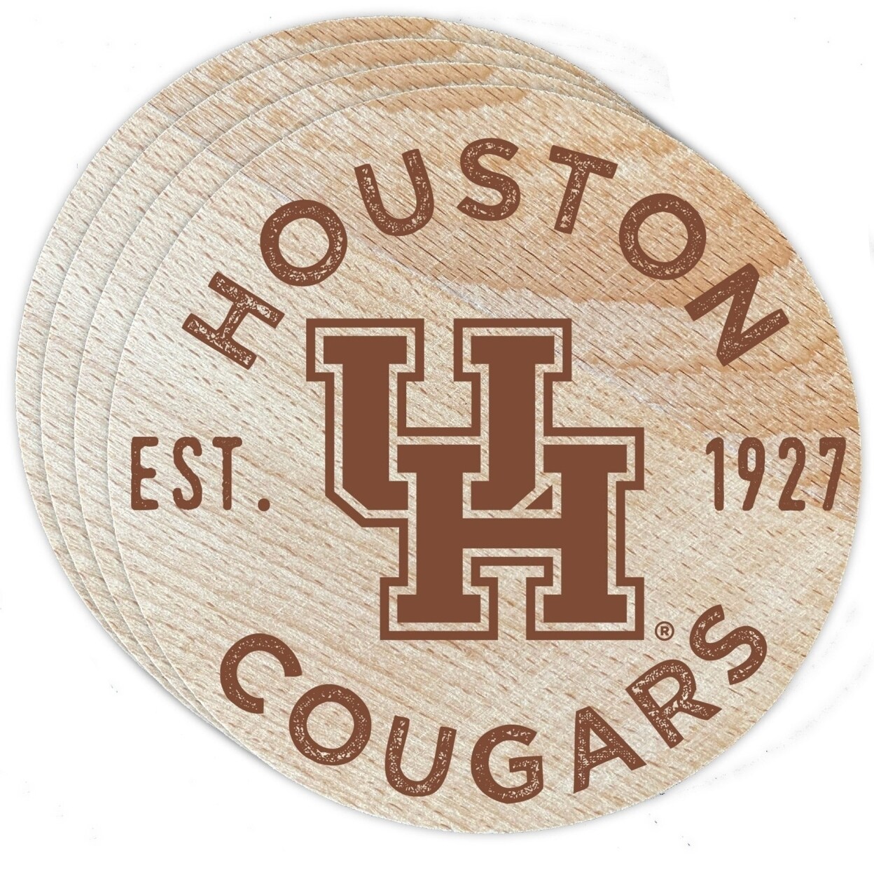 University Of Houston Officially Licensed Wood Coasters (4-Pack) - Laser