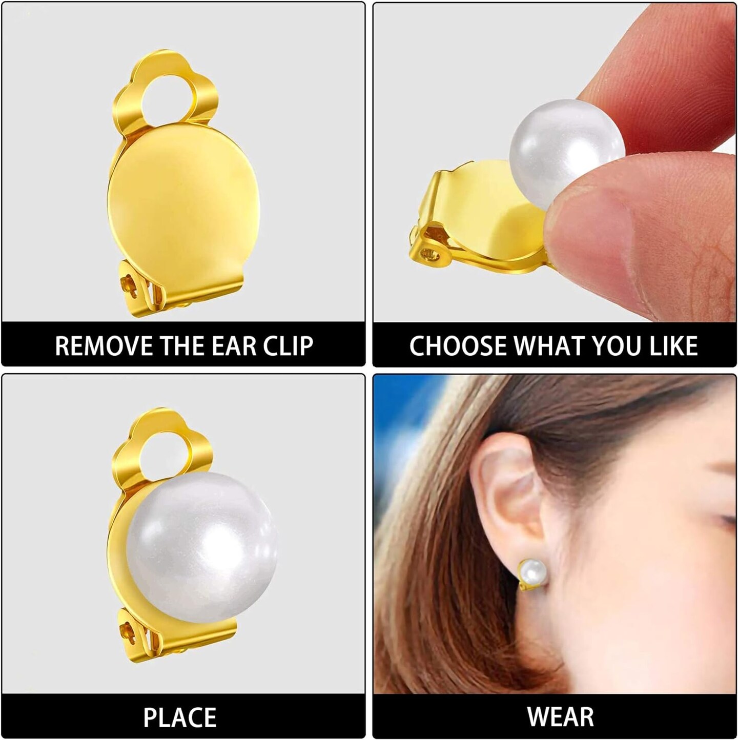 60 Pieces Round Flat Back Tray Earring Clips, Non-Pierced Earring Setting Components,Clip-on Earring Findings in 3 Colors with 60 Pieces Earring Pads for DIY Earring Jewelry Making