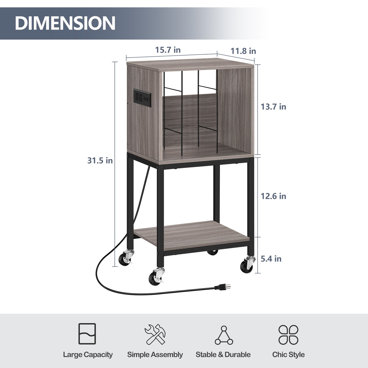 Record Player Stand with Record Storage
