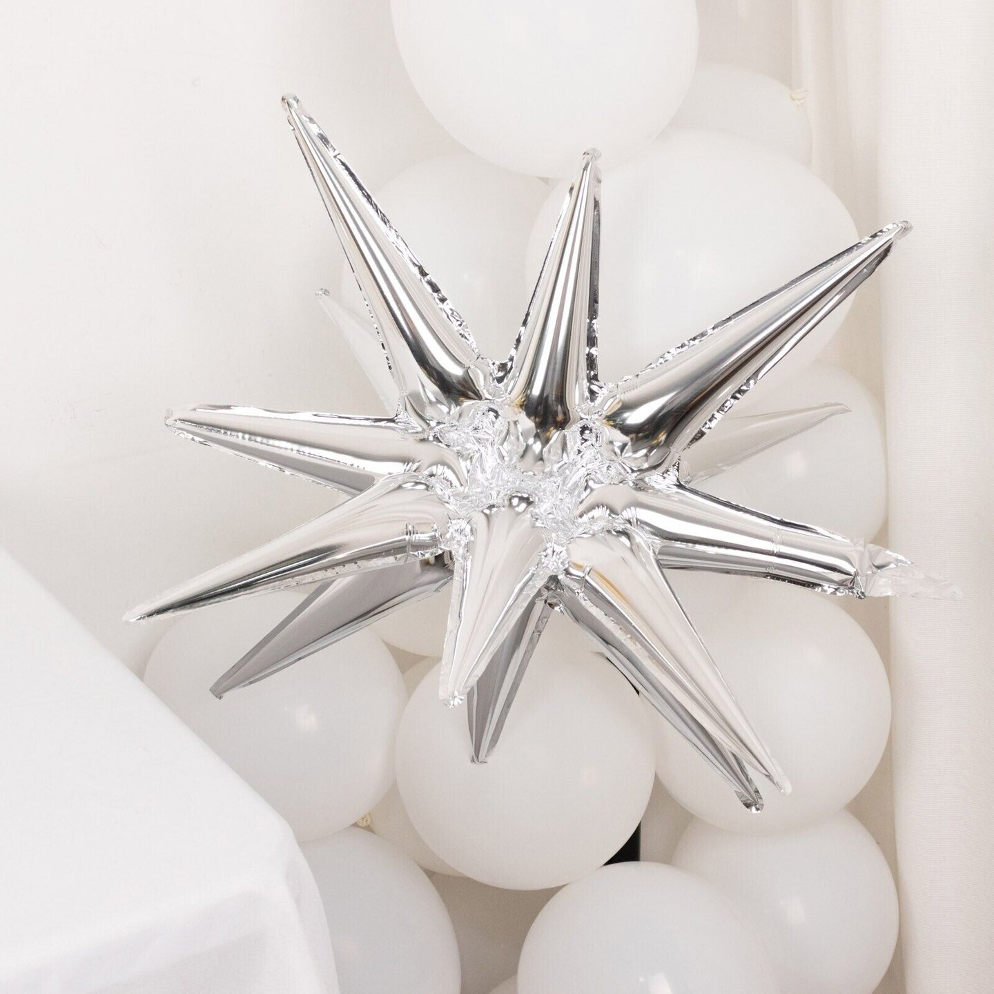 5 SILVER 27" Metallic Mylar Foil DIY Starburst BALLOONS Kit
