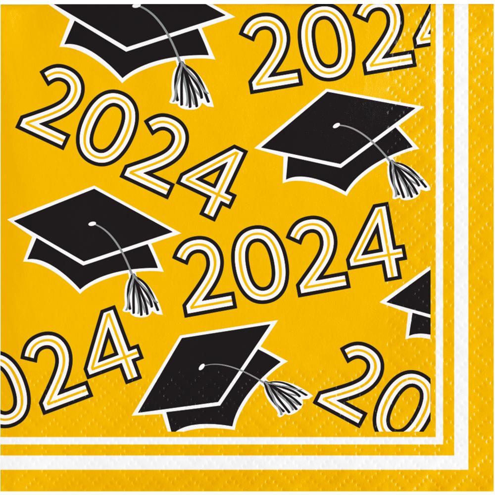 Yellow Graduation Class of 2024 2Ply Beverage Napkin (36/Pkg)