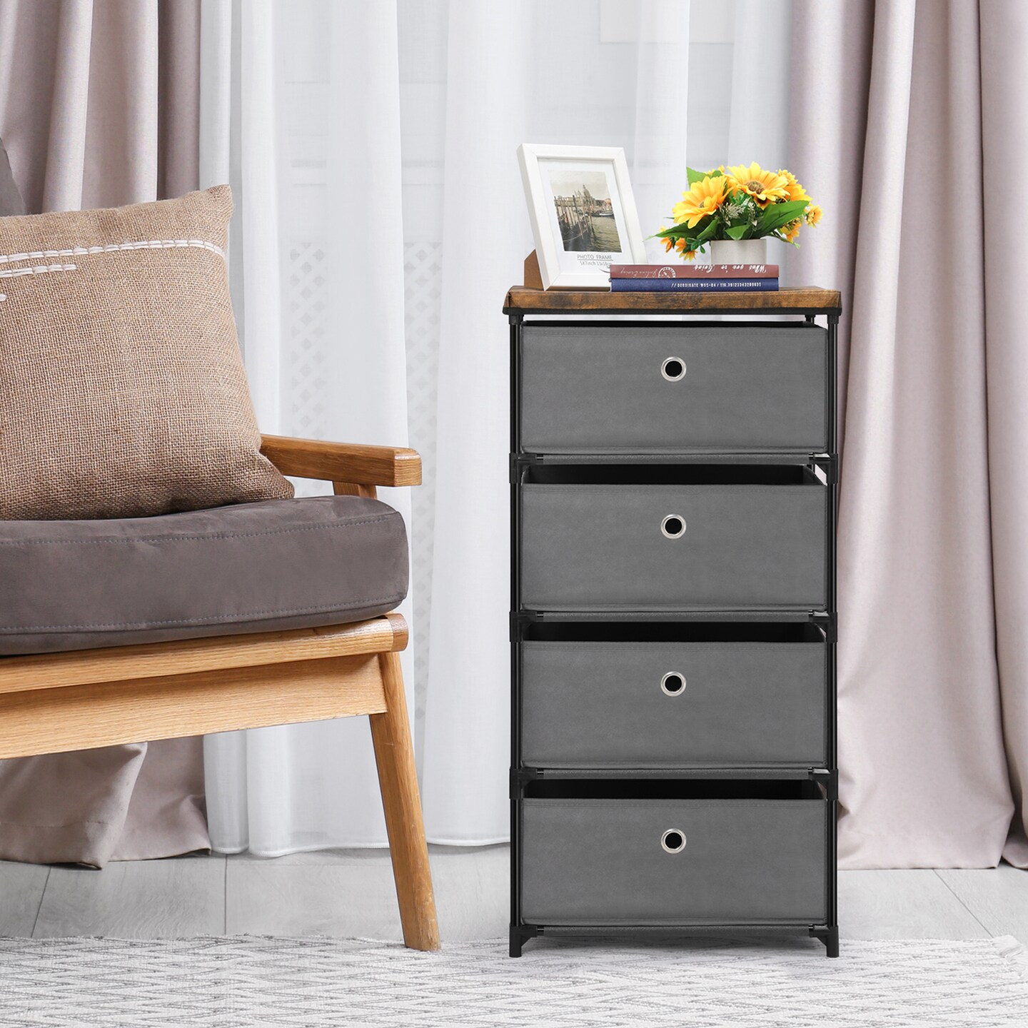 4 Drawer Dresser Fabric Storage Tower Clothes Organizer