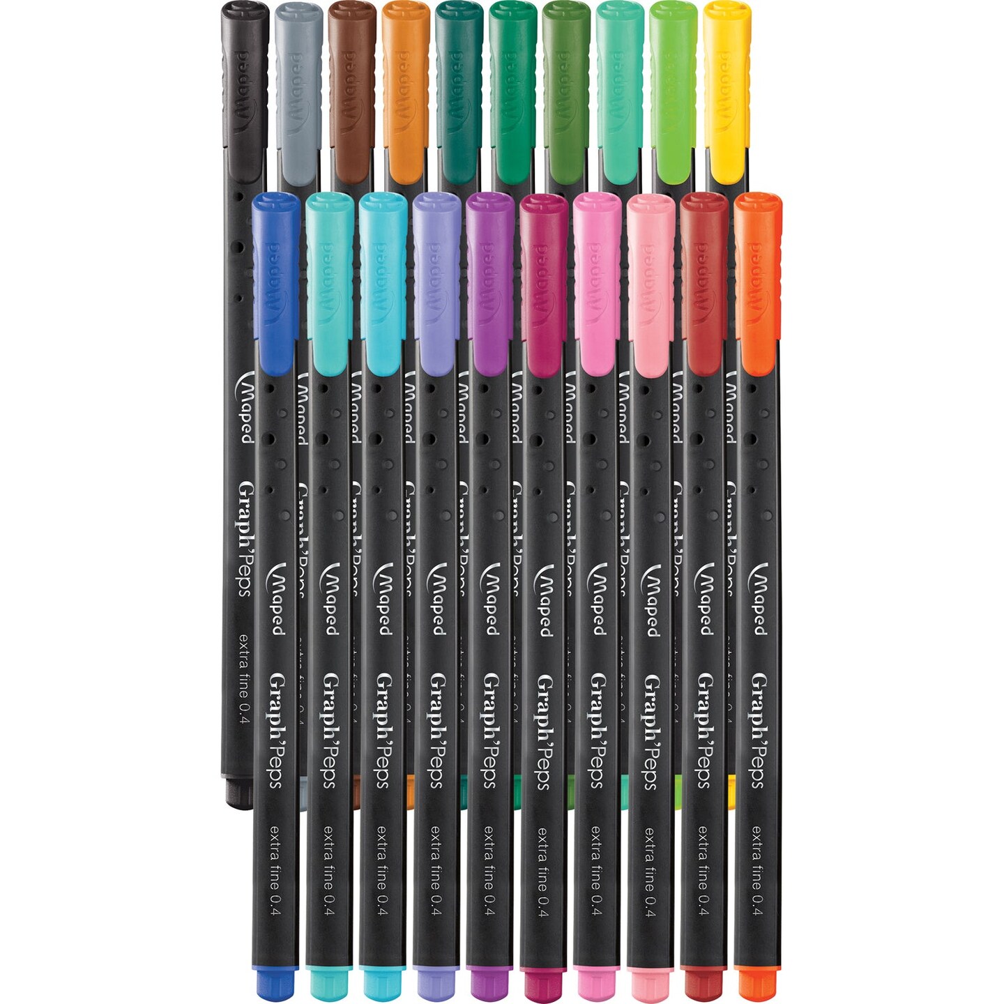 Graph&#x27;Peps 0.4mm Fine Felt Tipped Pens, Pack of 20