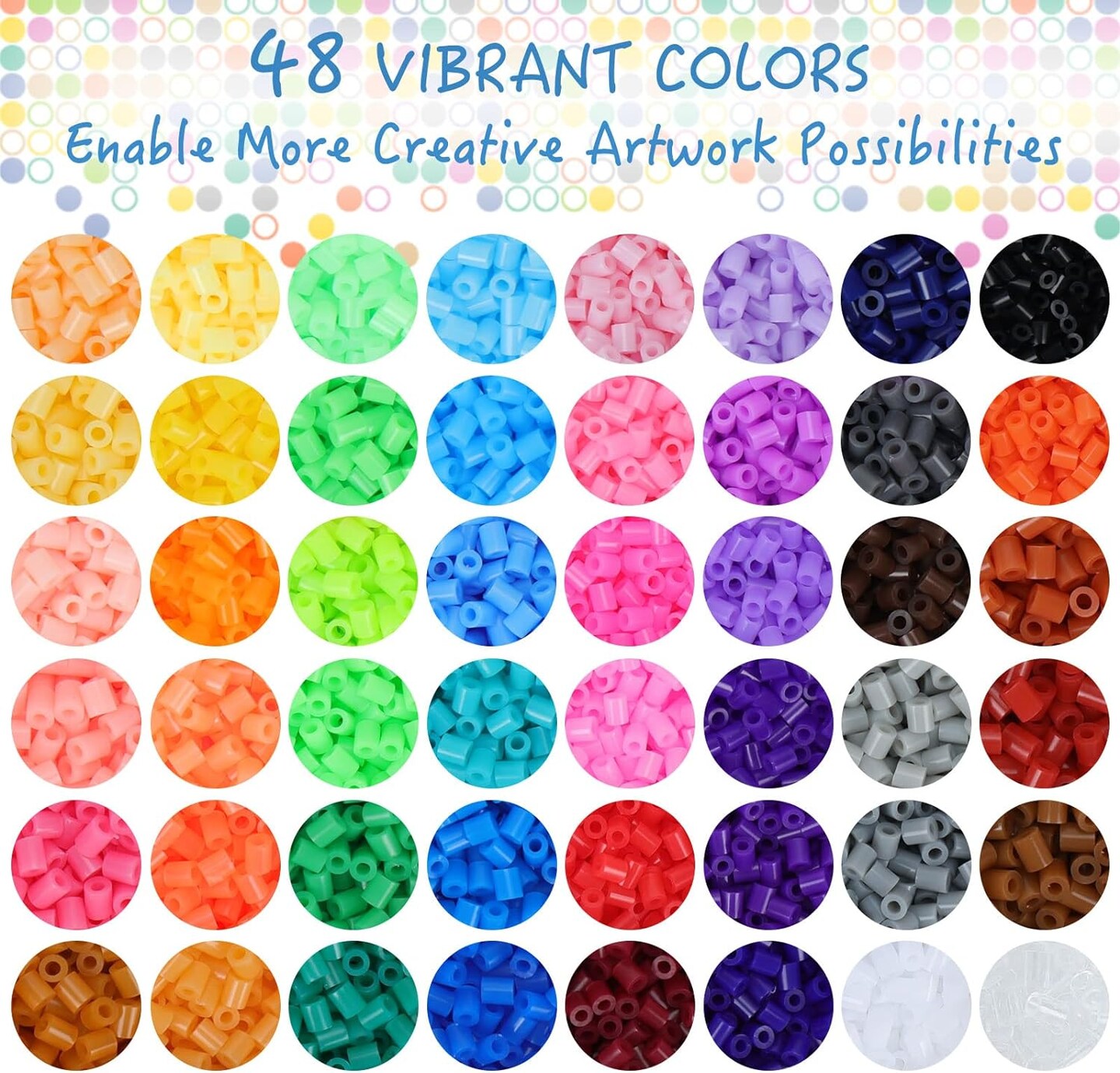 20000 Fuse Beads Kit for Kids, 48 Colors 5mm Iron-On Beads 6 Pegboards, Melting Beads, 6 Iron Paper, 5 Tweezers &#x26; 20 Colorful Hooks for Crafts and DIY Projects, Christmas Birthday Gifts for Kids