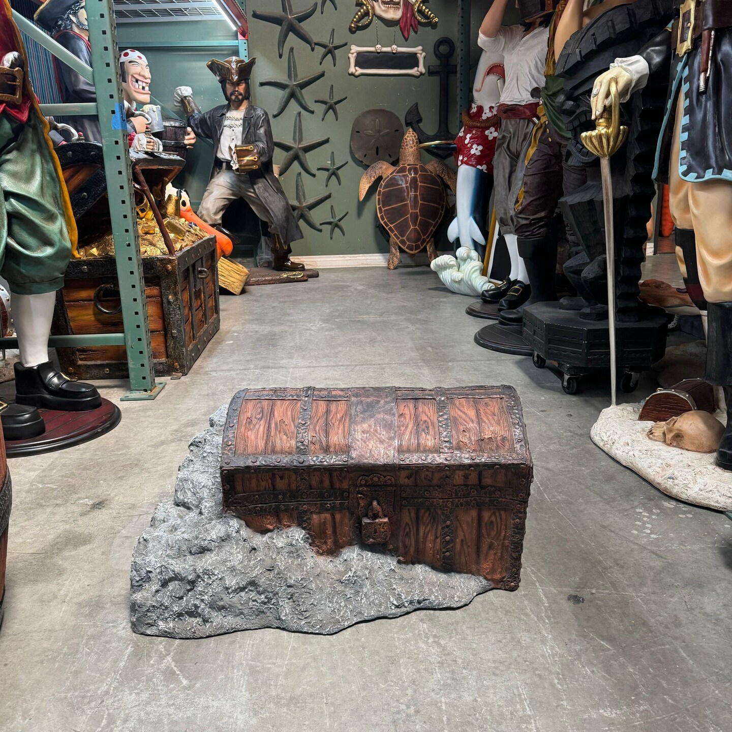 Old Treasure Chest Life Size Statue