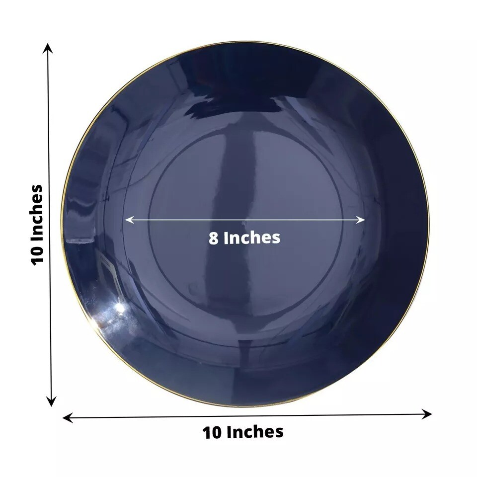 NAVY BLUE 10 Glossy 10&#x22; Round Plastic Salad PLATES