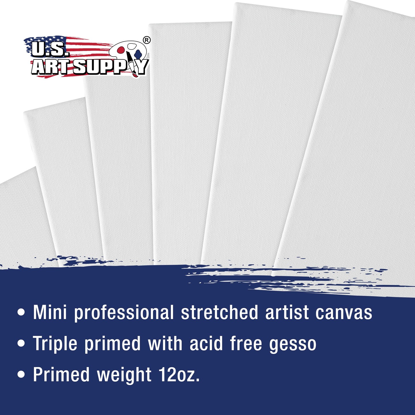2&#x22; x 3&#x22; Mini Professional Primed Stretched Canvas 72-Pack