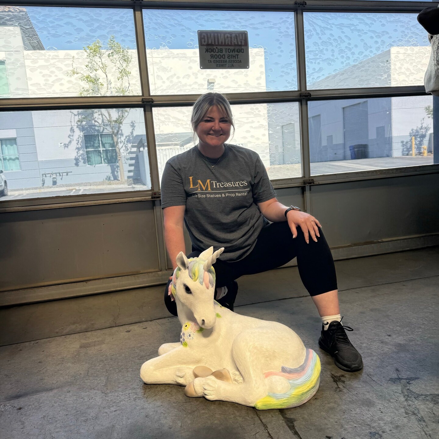 Baby Rainbow Unicorn Resting Life Size Statue