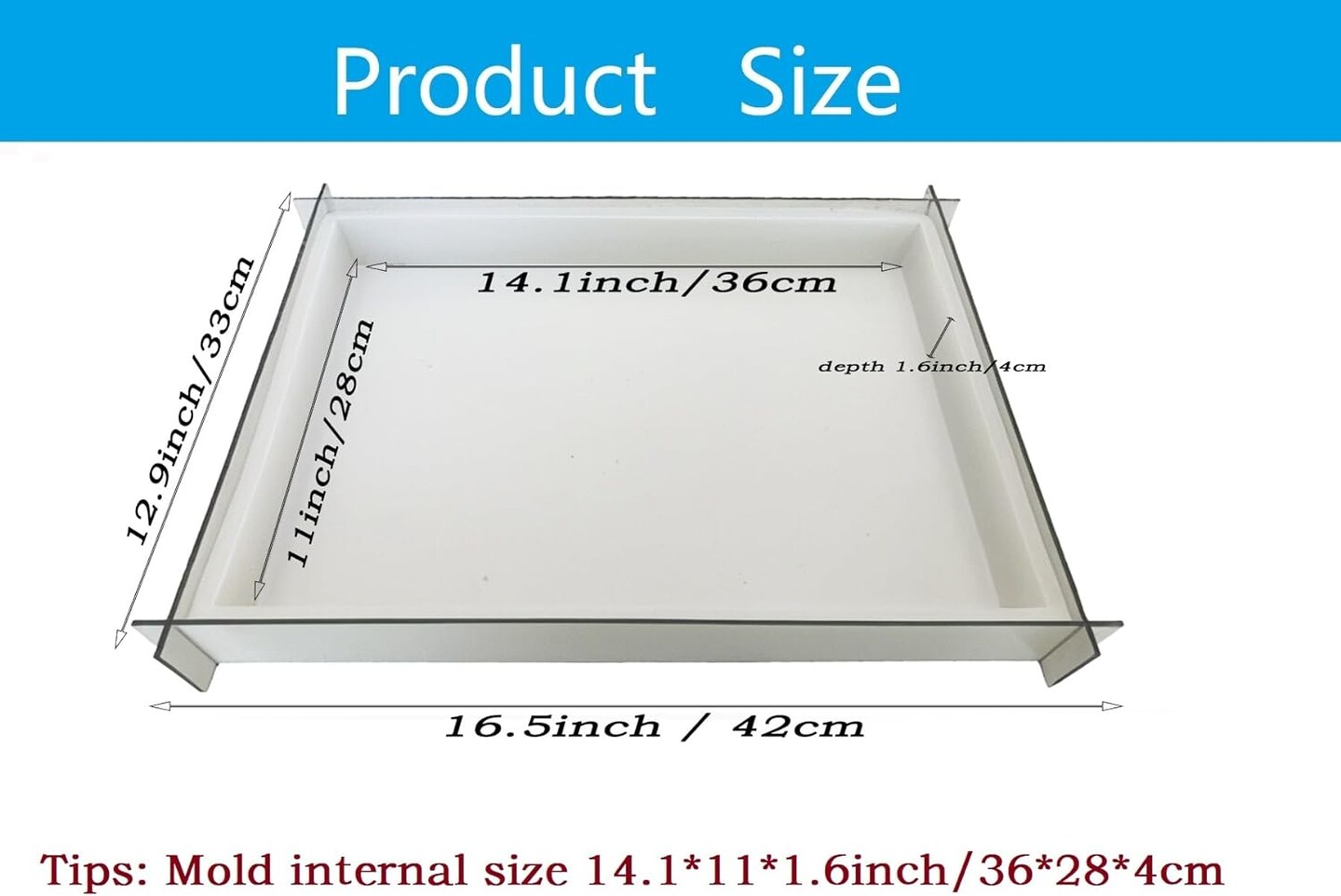 Large Rectangle Resin Table Silicone Molds 16 x 12 Inch Epoxy Resin Silicone Mold for River Coffee Table, Cutting Boards, Serving Trays, Cheese Platter