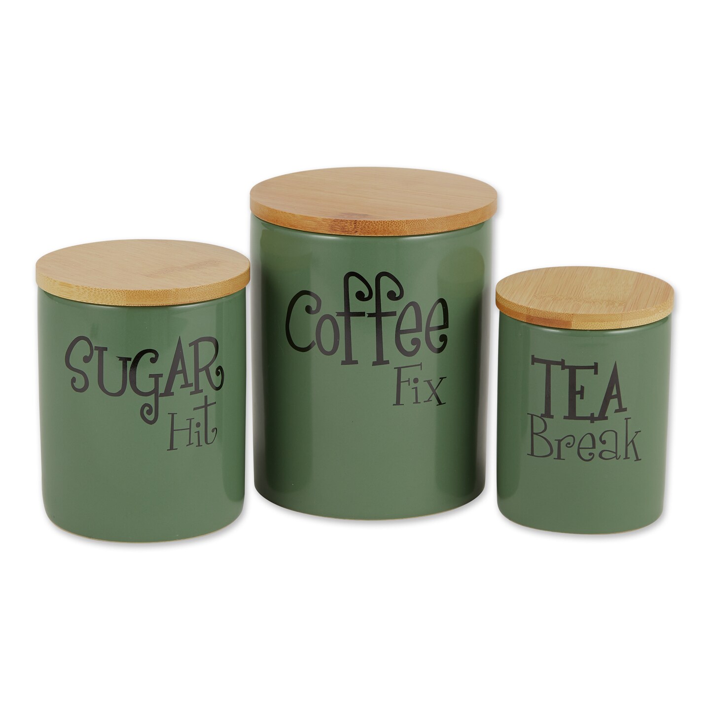 Contemporary Home Living Kitchen Storage Canisters - 5.5" - Green and Brown - Set of 3